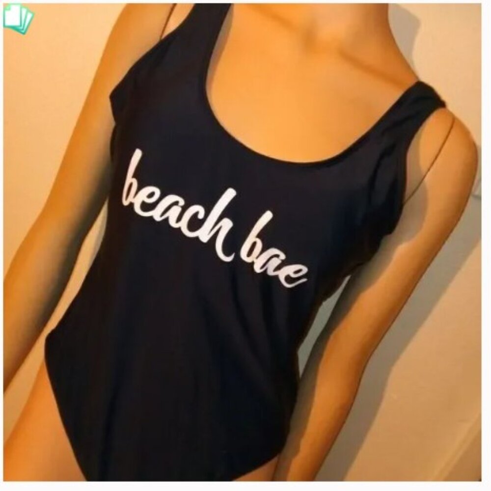 NWT Beach Bae Black One Piece Medium Bathing Suit Womens Swimwear Swim Suit NoBO